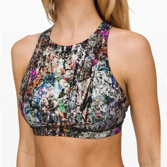 Lululemon Free To Be Serene Sports Bra High Neck Strappy Back Vitalize Multi 4 - Picture 4 of 16